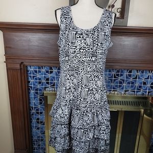 Peter Nygard Black White Tank Ruffle Dress